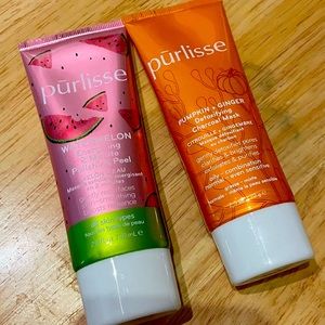 Purlisse Watermelon Polishing Peel, Pumpkin Ginger Charcoal Mask 2-Pack NWT NIB